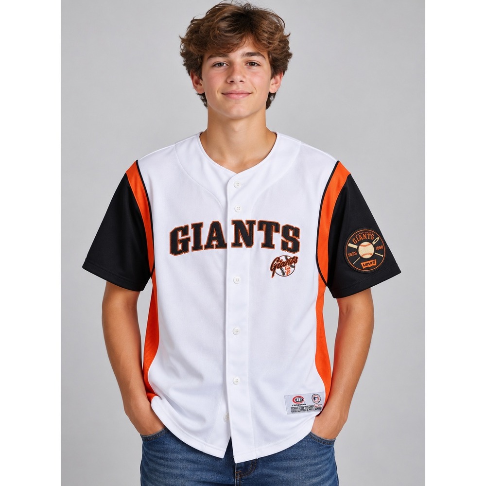 True Fan MLB San Francisco Giants Baseball Jersey Kids XL 18 White Orange Black